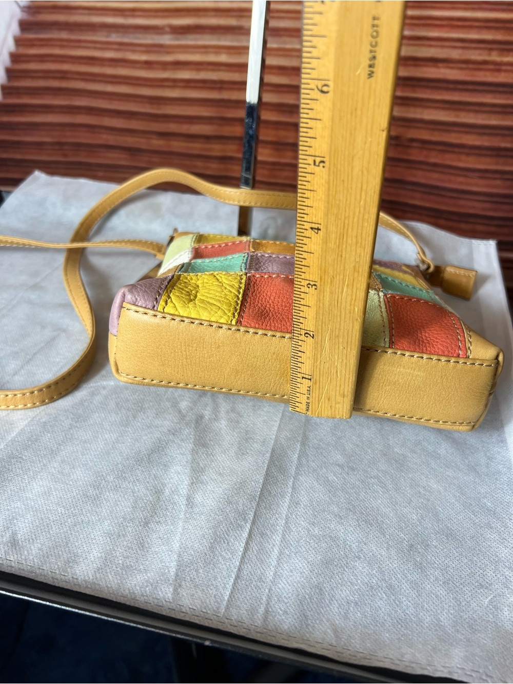 NWT Fossil Patchwork Leather Crossbody Bag in Multi-Color, Zip Closure - Picture 7 of 13